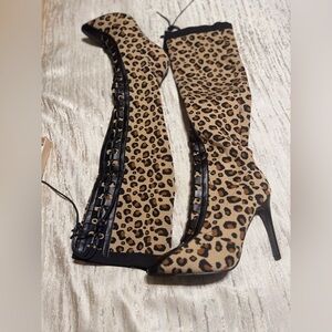 New leopard sweater boots size 8.5